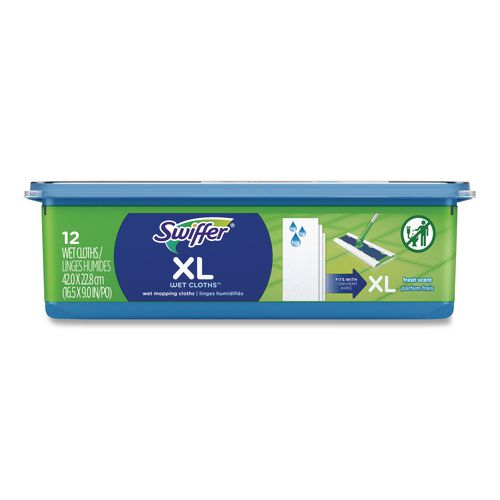 Image of Swiffer® 74471 Max/XL Wet Refill Cloths, 16.5 x 9, White, 12/Tub, 6 Tubs/Carton