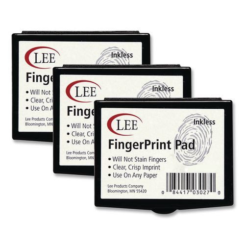 Image of LEE 03037 Inkless Fingerprint Pad, 2.25" x 1.75", Black, 3/Pack