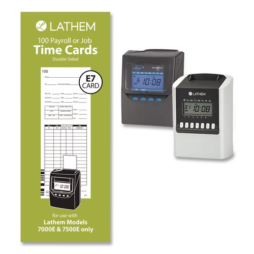 Image of Lathem® Time E79-100 Time Clock Cards For Lathem Time 7000e/7500e, Two Sides, 3.38 X 8.78, 100/pack