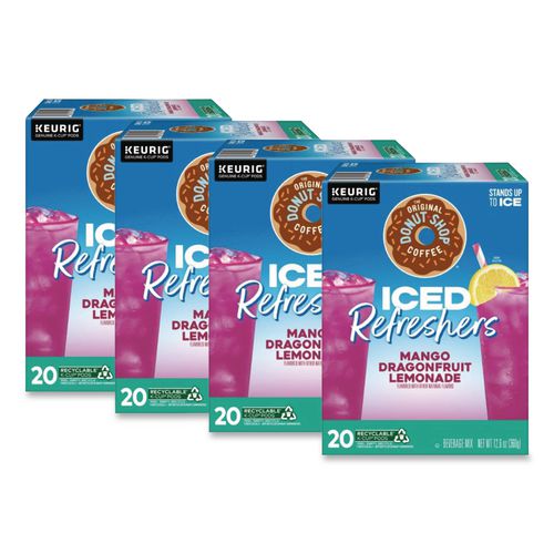 Image of The Original Donut Shop® 5000382824 ICED Refreshers K-Cup Pods, Mango Dragonfruit Lemonade, 20/Box, 4 Boxes/Carton