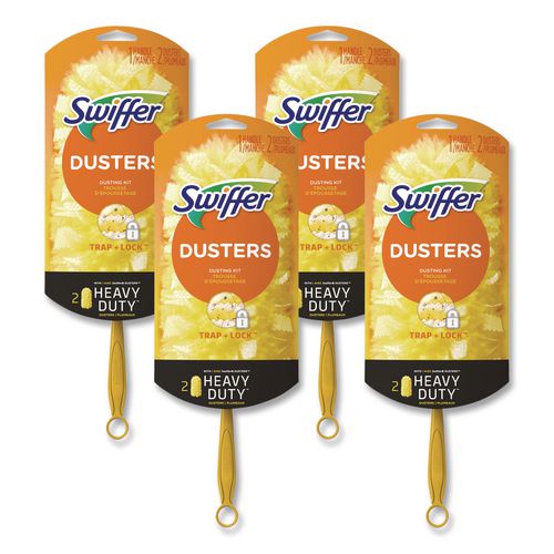 Image of Swiffer® PGC08109 Heavy Duty Dusters Starter Kit, 6" Handle With Two Disposable Dusters, 4 Kits/carton