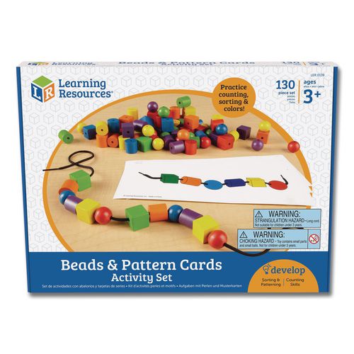 Image of Learning Resources® LER0139 Beads and Pattern Card Set, Grades Pre-K to 2, 130 Pieces
