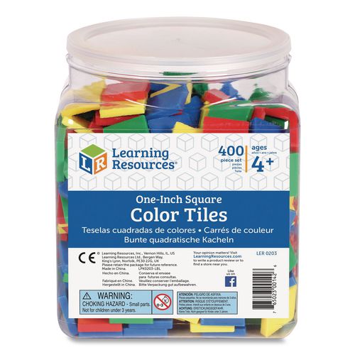 Image of Learning Resources® LER0203 Square Color Tiles, Pre-K to K, 400 Pieces