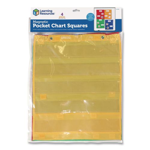 Image of Learning Resources® LER2384 Magnetic Pocket Chart Squares, 7 Pockets, 14" w  x 17" h, Assorted Colors, Set of 4