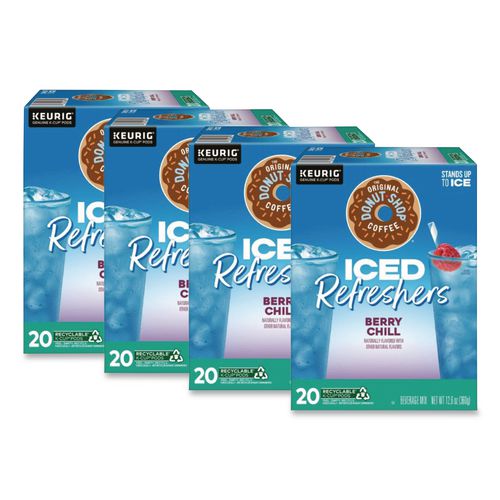 Image of The Original Donut Shop® 5000384762 ICED Refreshers K-Cup Pods, Berry Chill, 20/Box, 4 Boxes/Carton