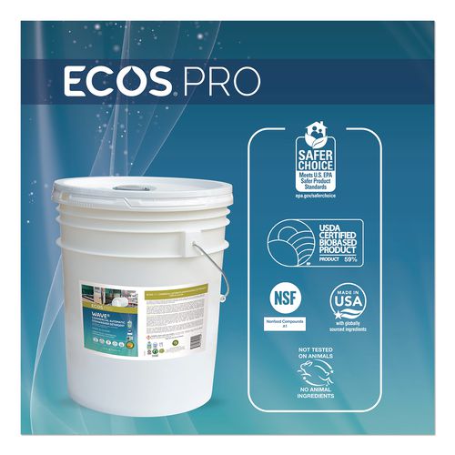 Image of ECOS® PRO PL9440/05 Wave Commercial Automatic Dishwasher Detergent, Free and Clear, 5 gal Pail