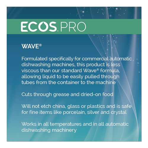 Image of ECOS® PRO PL9440/05 Wave Commercial Automatic Dishwasher Detergent, Free and Clear, 5 gal Pail