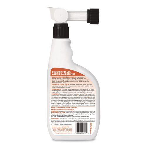 Image of Simple Green® 0710000605032 Pro Odor Control, Herbal, 32 oz Hose-End Spray Bottle, 6/Carton