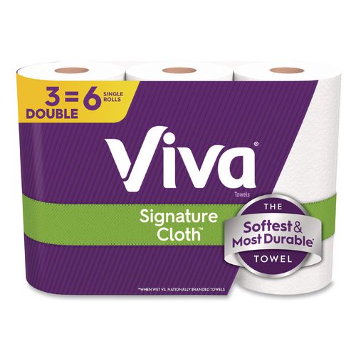 Image of Viva® 56530 Signature Cloth Choose-A-Sheet Kitchen Roll Paper Towels,1-Ply, 5.1 x 11,White, 86 Sheets/Double Roll, 3 Rolls/PK, 8 Packs/CT
