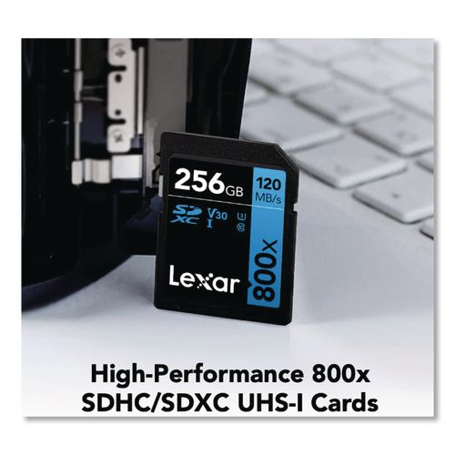 Image of Lexar LSD800P-256G-BU High-Performance PRO BLUE Series SDXC Memory Card, UHS-I V30 U1 Class 10, 256 GB