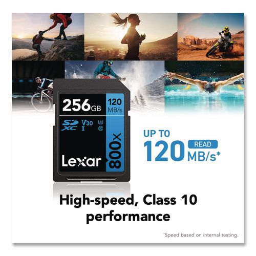 Image of Lexar LSD800P-256G-BU High-Performance PRO BLUE Series SDXC Memory Card, UHS-I V30 U1 Class 10, 256 GB
