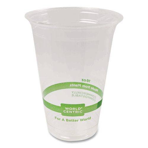 Image of World Centric® CPCS16 PLA Clear Cold Cups, 16 oz, Plastic, Clear, 1,000/Carton