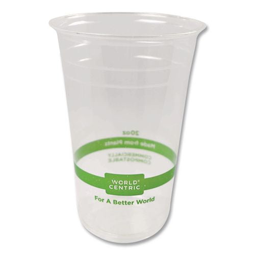 Image of World Centric® CPCS20 PLA Clear Cold Cups, 20 oz, Plastic, Clear, 1,000/Carton