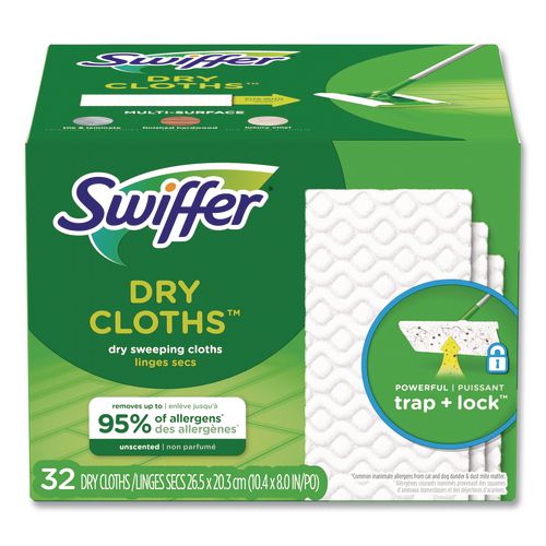 Image of Swiffer® Dry Refill Cloths, 10.63 x 8, White, 32/Box, 4 Boxes/Carton