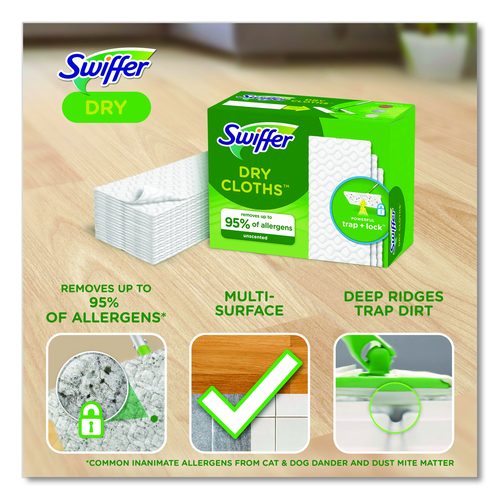 Image of Swiffer® Dry Refill Cloths, 10.63 x 8, White, 32/Box, 4 Boxes/Carton