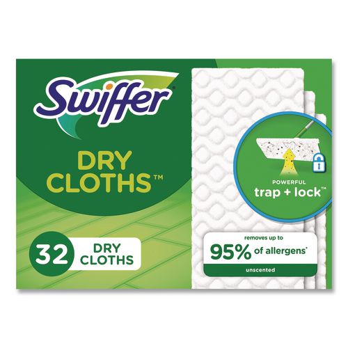 Image of Swiffer® Dry Refill Cloths, 10.63 x 8, White, 32/Box, 4 Boxes/Carton