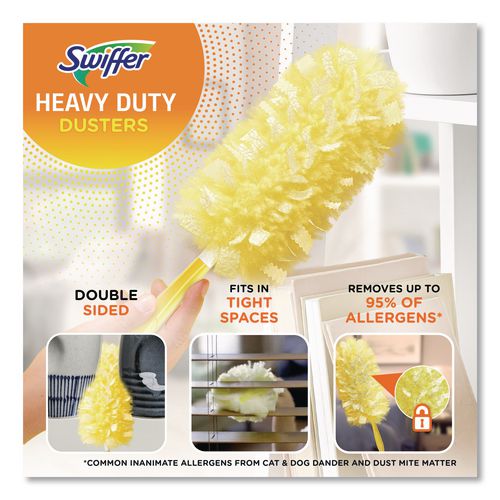 Image of Swiffer® 82074 Heavy Duty Dusters With Extendable Handle, Plastic Handle Extends To 3 Ft, 1 Handle And 3 Dusters/kit, 6 Kits/carton