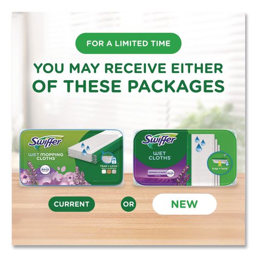 Image of Swiffer® 80333673 Wet Refill Cloths, 10 x 8, Lavender Vanilla and Comfort, White, 36/Carton
