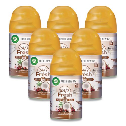 Image of Air Wick® 62338-91099 Freshmatic Life Scents Ultra Refill, Cherry and Coconut Paradise Retreat, 5.89 oz Aerosol Spray, 6/Carton