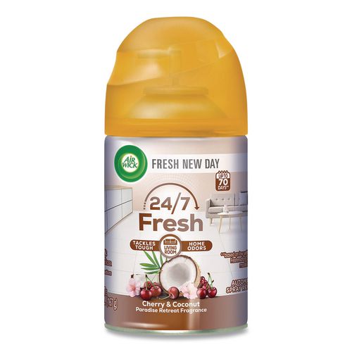 Image of Air Wick® 62338-91099 Freshmatic Life Scents Ultra Refill, Cherry and Coconut Paradise Retreat, 5.89 oz Aerosol Spray, 6/Carton