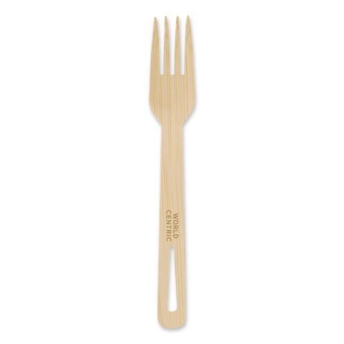 Image of World Centric® FO-BB-67 Bamboo Cutlery, Fork, Paper, Natural, 2,000/Carton