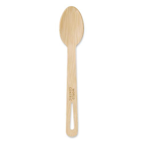 Image of World Centric® SP-BB-67 Bamboo Cutlery, Spoon, Paper, Natural, 2,000/Carton