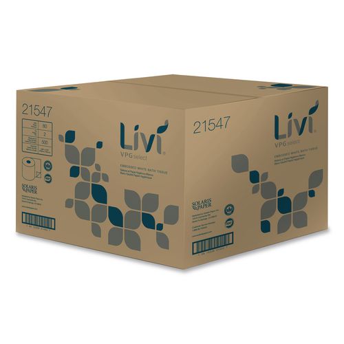Image of Livi® VPG Select 21547 Bath Tissue, Septic Safe, 2-Ply, White, 500 Sheets/Roll, 80 Rolls/Carton