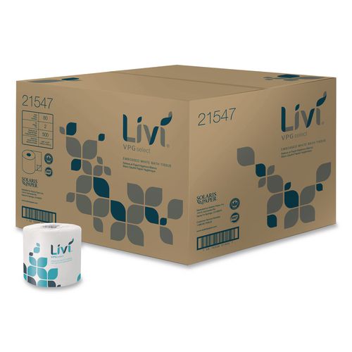 Image of Livi® VPG Select 21547 Bath Tissue, Septic Safe, 2-Ply, White, 500 Sheets/Roll, 80 Rolls/Carton