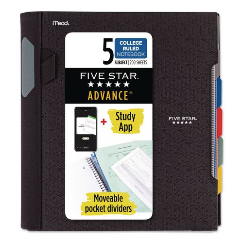 Image of Five Star® 06326 Advance Wirebound Notebook, 5-Subject, Medium/College Rule, Randomly Assorted Cover Color, (200) 11 x 8.5 Sheets