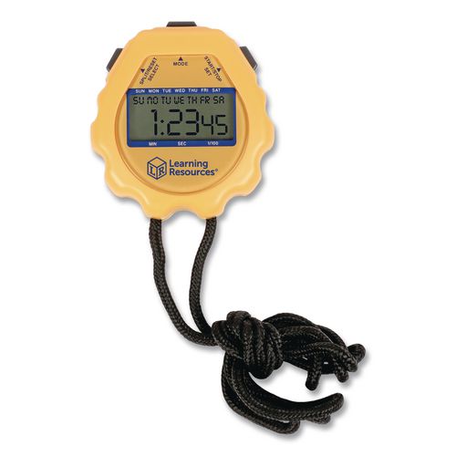 Image of Learning Resources® LER0525 Big Digit Stopwatch, Accurate to 1/100 Second, Yellow, Black Lanyard