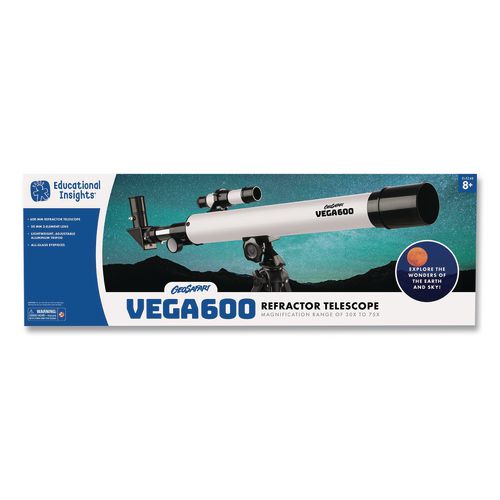 Image of Educational Insights® 5248 GeoSafari Vega 600 Telescope, 2 Elements, 30x to 150x Magnification, 50 mm Aperture, 600 mm Focal Length, Silver