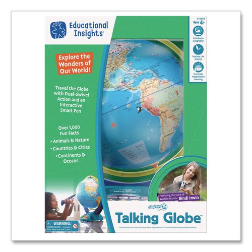Image of Educational Insights® 8888 Geosafari Jr. Talking Globe, 12" dia, Semi-Meridian Mount, Blue Base