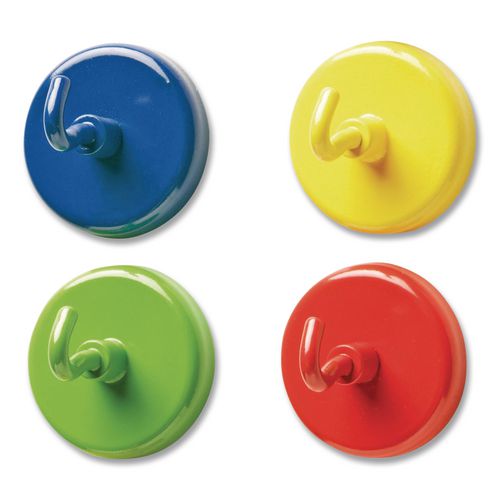 Image of Learning Resources® LER2694 Super Strong Magnetic Hooks, Small, 1.5" Diameter, Assorted Colors, 4 Pieces