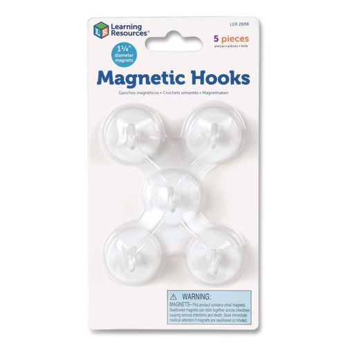 Image of Learning Resources® LER2698 Magnetic Hooks, Small, 1.25" Diameter, White, 5 Pieces