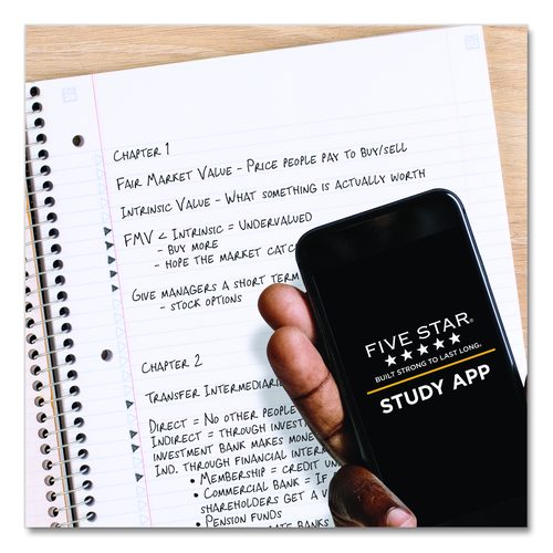 Image of Five Star® Wirebound Notebook, 1-Subject, Medium/College Rule, Assorted Cover Colors, (100) 11 x 8.5 Sheets, 3/Pack