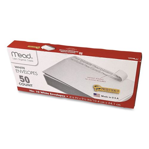 Image of Mead® 75024 Press-it Seal-it Self-Adhesive Envelope, #10, Commercial Flap, Self-Adhesive Closure, 9.5 x 4.18, White, 50/Box