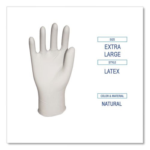 Image of Boardwalk® BWK345XLCT General-Purpose Latex Gloves, Powder-Free, X-Large, 4.4 mil Thick, 9.5" Long, Natural, 100/Box, 10 Boxes/Carton