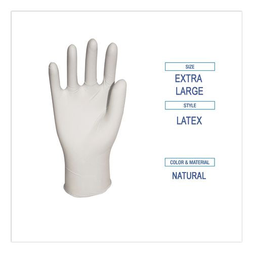 Image of Boardwalk® BWK345XLBX General-Purpose Latex Gloves, Powder-Free, X-Large, 4.4 mil Thick, 9.5" Long, Natural, 100/Box