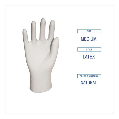 Image of Boardwalk® BWK345MBX General-Purpose Latex Gloves, Powder-Free, Medium, 4.4 mil Thick, 12" Long, Natural, 100/Box