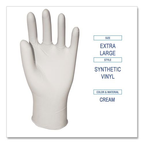 Image of Boardwalk® BWK315XLCT Powder-Free Synthetic Vinyl Gloves, X-Large, 4 mil Thick, 9.5" Long, Cream, 100/Box, 10 Boxes/Carton
