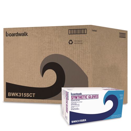 Image of Boardwalk® BWK315SCT Powder-Free Synthetic Vinyl Gloves, Small, 4 mil Thick, 9.5" Long, Cream, 100/Box, 10 Boxes/Carton