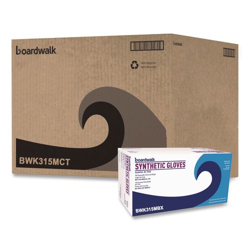 Image of Boardwalk® BWK315MCT Powder-Free Synthetic Vinyl Gloves, Medium, 4 mil Thick, 9.5" Long, Cream, 100/Box, 10 Boxes/Carton