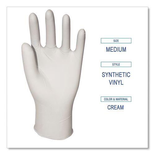 Image of Boardwalk® BWK315MCT Powder-Free Synthetic Vinyl Gloves, Medium, 4 mil Thick, 9.5" Long, Cream, 100/Box, 10 Boxes/Carton