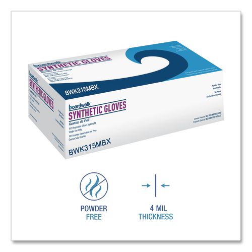 Image of Boardwalk® BWK315MCT Powder-Free Synthetic Vinyl Gloves, Medium, 4 mil Thick, 9.5" Long, Cream, 100/Box, 10 Boxes/Carton