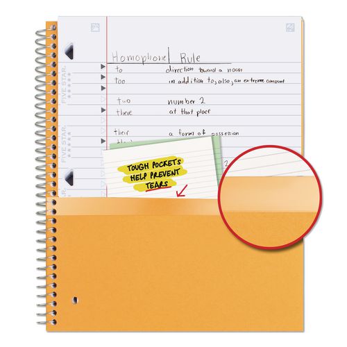 Image of Five Star® 05200 Wirebound Notebook, 1-Subject, Wide/Legal Rule, Red Cover, (100) 10.5 x 8 Sheets