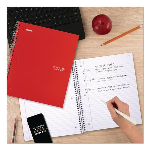 Image of Five Star® 05200 Wirebound Notebook, 1-Subject, Wide/Legal Rule, Red Cover, (100) 10.5 x 8 Sheets