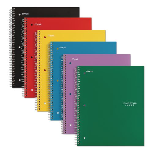 Image of Five Star® 05200 Wirebound Notebook, 1-Subject, Wide/Legal Rule, Randomly Assorted Cover Color, (100) 10.5 x 9.18 Sheets