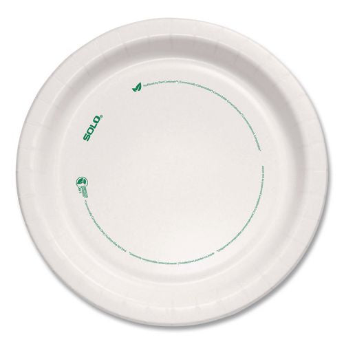 Image of SOLO® MP9-PLANET Compostable Paper Dinnerware, ProPlanet Seal, Plate, 8.5" dia, White, 500/Carton