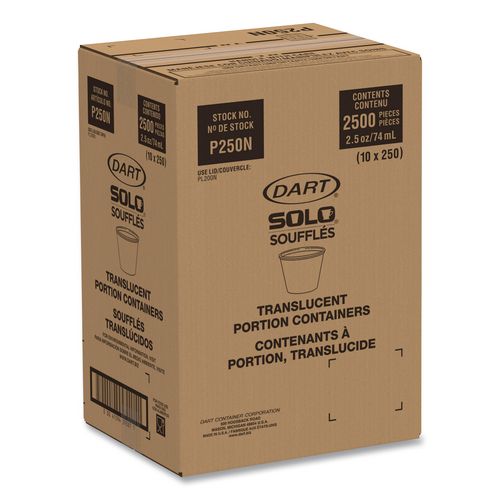Image of SOLO® P250N Portion Containers, 2.5 oz, Plastic, Translucent, 2,500/Carton