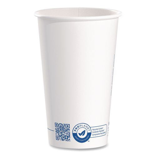 Image of SOLO® 316RC-PLANET Recycled Content PCF Paper Hot Cups, ProPlanet Seal, 16 oz, White/Blue, 1,000/Carton
